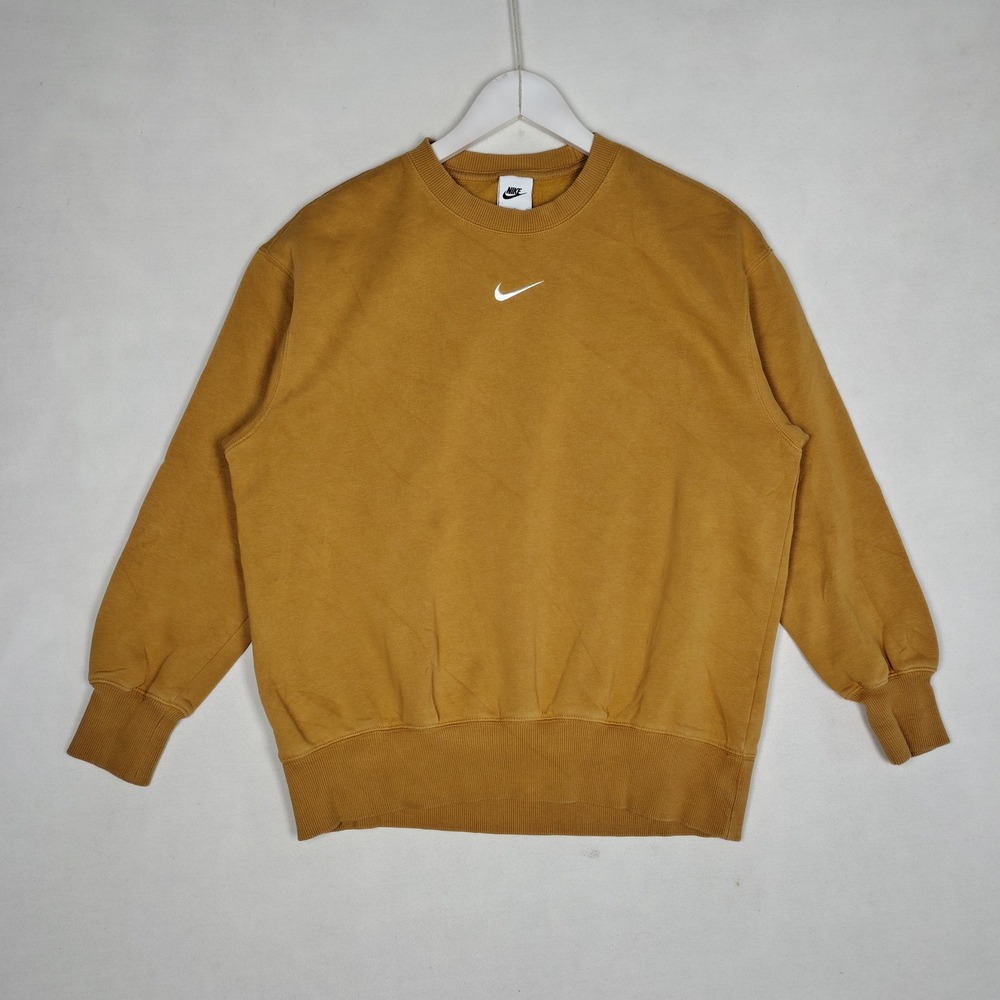 Nike Sportswear Crewneck Fleece Sweatshirt Mustard Yellow Small DQ5733-755
